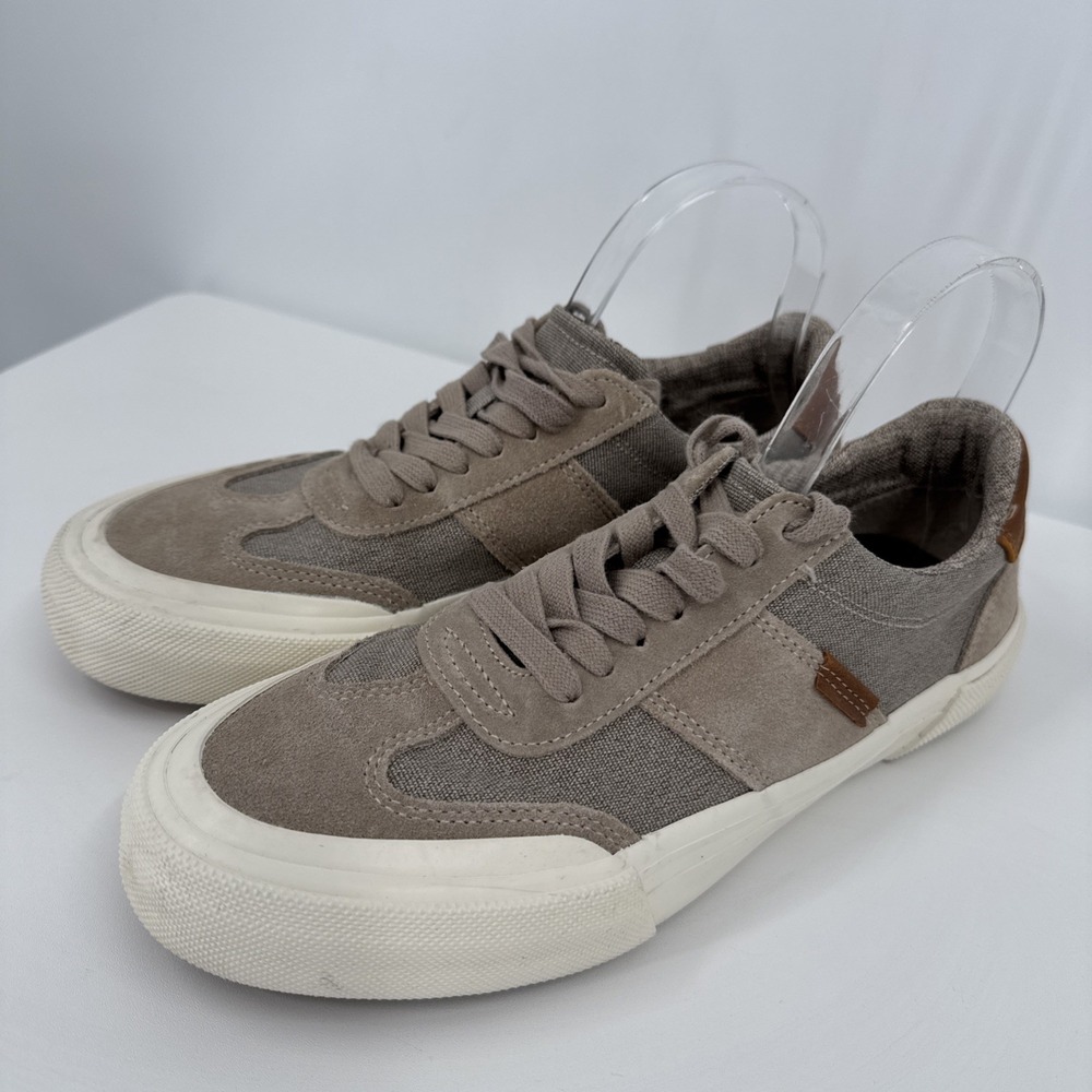 Crown‎ Vintage Men's Beige and Beige Suede Leather and Canvas Sneakers Size- 8